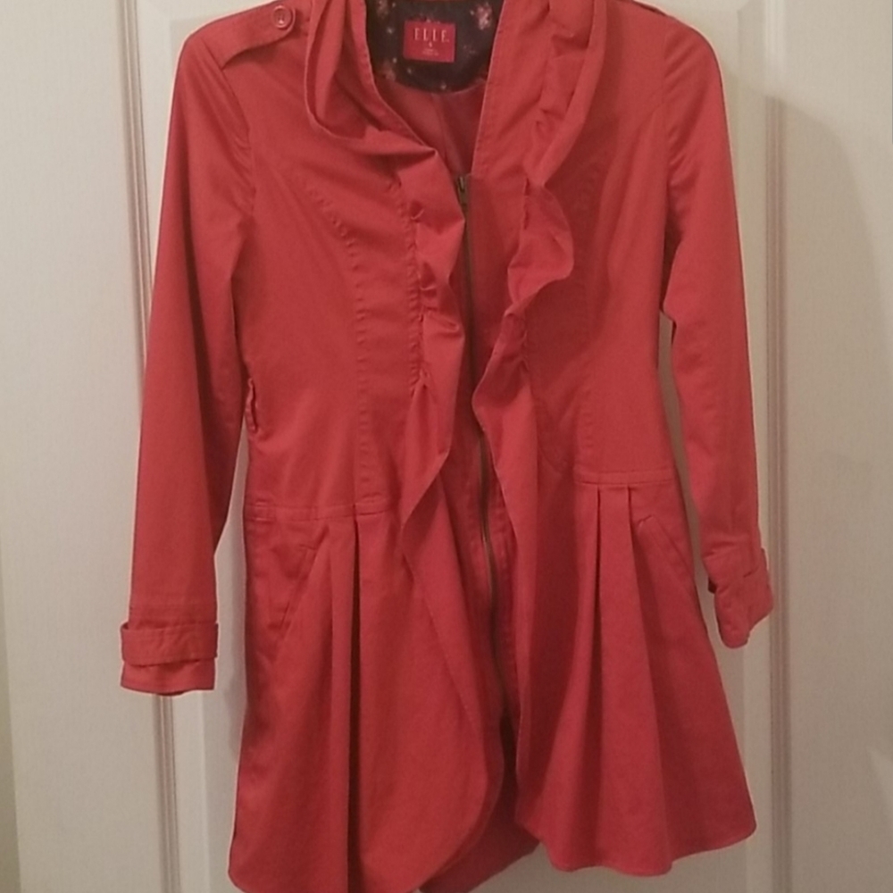 Elle Red Trench Coat Size S